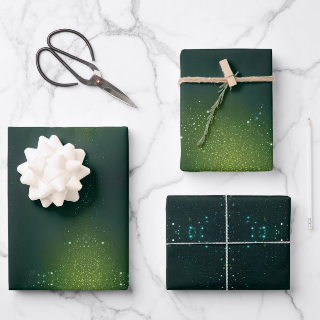 Grüne Umhüllung mit Sprinklen Geschenkpapier Set (Vorderseite)