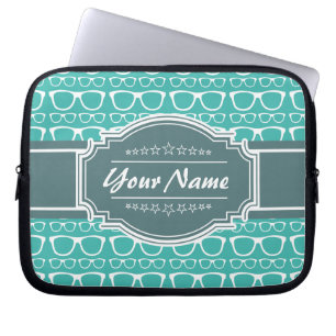 Grüne und Aquamarine Brille Personalisiert Laptopschutzhülle