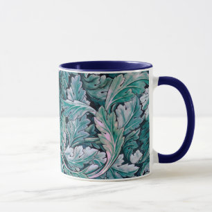 Grüne und Aquamarine Morris-Blätter Tasse