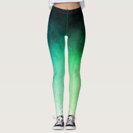 Grüne und Aquamarine Ombré Spandex Leggings