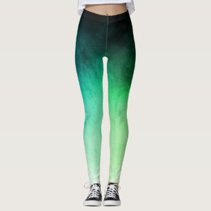 Grüne und Aquamarine Ombré Spandex Leggings