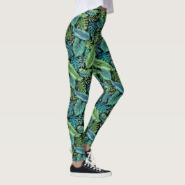 Grüne und Aquamarine tropische Palmen Banana Monst Leggings