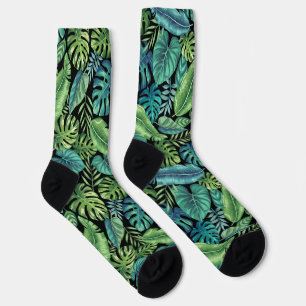 Grüne und Aquamarine tropische Palmen Banana Monst Socken