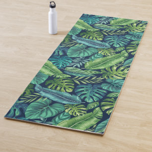 Grüne und Aquamarine tropische Palmen Banana Monst Yogamatte