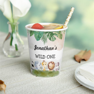 Grüne und beige Safari Wild One Pappbecher