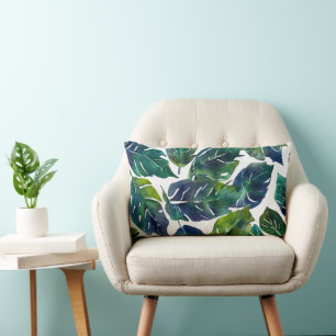 Grüne und blaue Blatt Philodendron Botanik Lendenkissen