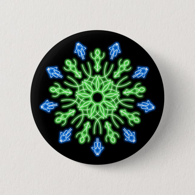 Grüne und blaue Blume Button (Vorderseite)