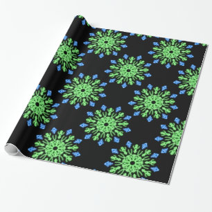 Grüne und blaue Blume Geschenkpapier