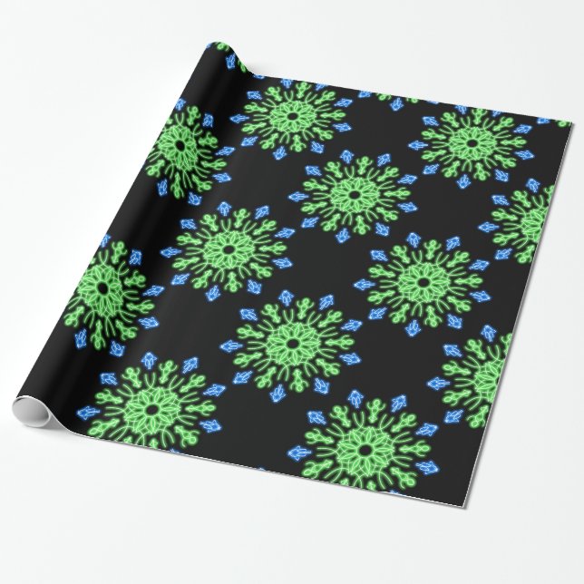 Grüne und blaue Blume Geschenkpapier (Ungerollt)