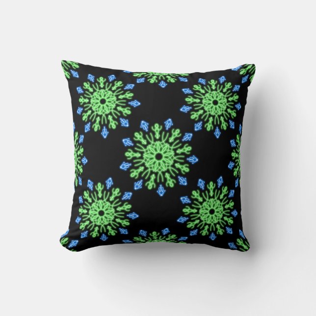 Grüne und blaue Blume Kissen (Vorderseite)
