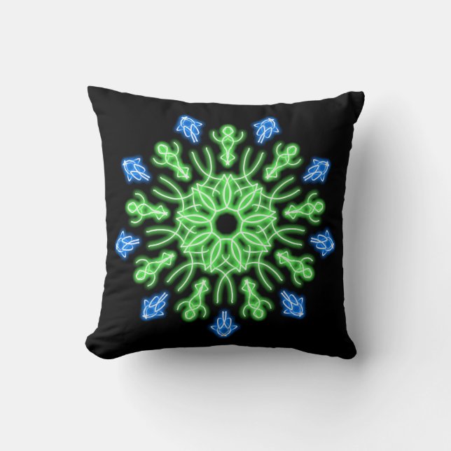 Grüne und blaue Blume Kissen (Vorderseite)