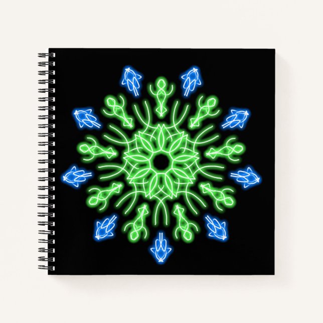Grüne und blaue Blume Notizbuch (Vorderseite)