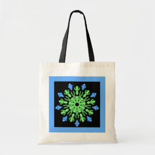 Grüne und blaue Blume Tragetasche