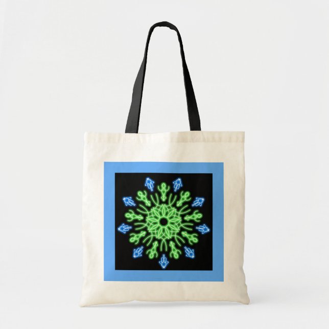 Grüne und blaue Blume Tragetasche (Vorne)