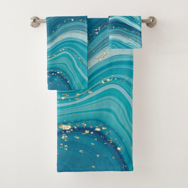 Grüne und blaue Farbtöne Marmorbadehandtuch Set (Insitu)