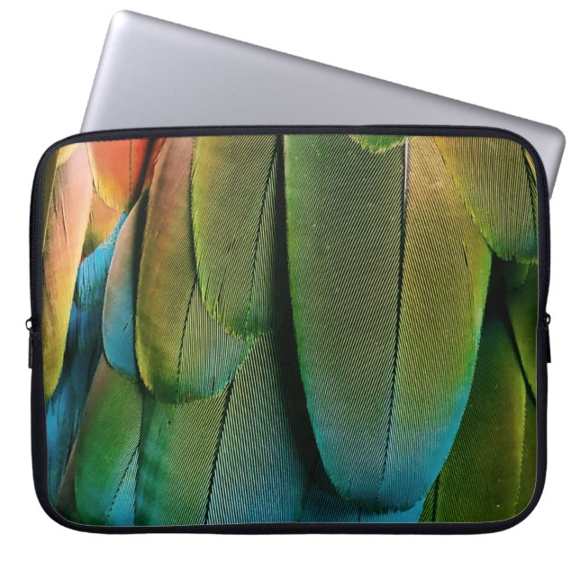 Grüne und blaue Federn Laptopschutzhülle (Vorderseite)