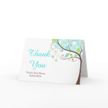 Grüne und blaue florale Baby Shower Danksagung für