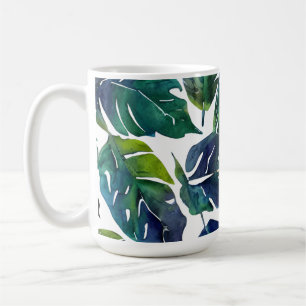 Grüne und blaue Foliage Philodendron Botanical Kaffeetasse