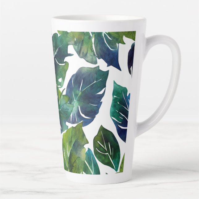 Grüne und blaue Foliage Philodendron Botanical Milchtasse (Rechts)