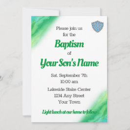 Grüne und blaue LDS-Taufe Save The Date