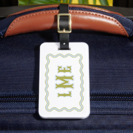 Grüne und blaue maßgeschneiderte gekerbte Monogram Gepäckanhänger