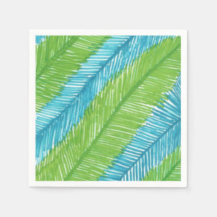Grüne und blaue Palmblatt-Muster-Servietten Serviette
