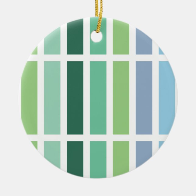 Grüne und blaue Streifen Keramik Ornament (Vorne)