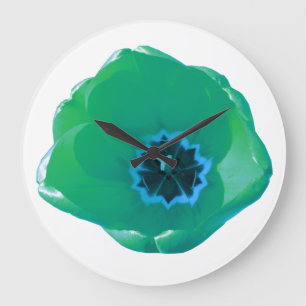 Grüne und blaue Tulpenwanduhr Große Wanduhr