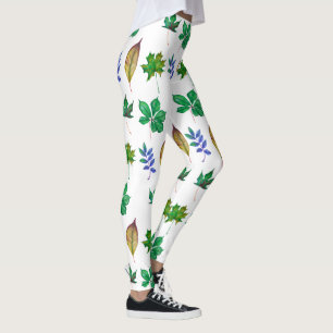 Grüne und blaue Wasserfarbenblätter Leggings