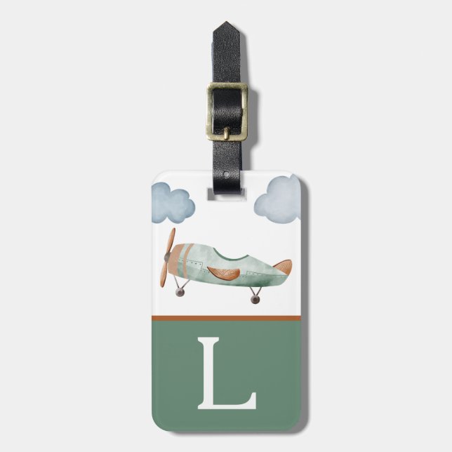 Grüne und braune Farbblockkid Gepäckanhänger (Vorderseite vertikal)