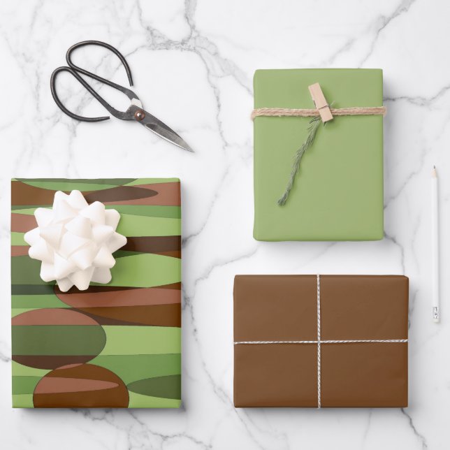 Grüne und braune Herden Geschenkpapier Set (Vorderseite)