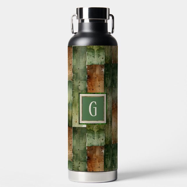 Grüne und braune Lackwäsche Trinkflasche (Vorderseite)