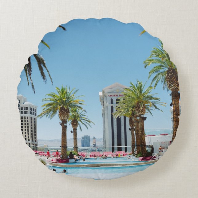 Grüne und braune Palmen Rundes Kissen (Vorderseite)