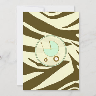 Grüne und braune Zebra Print Baby Dusche Einladung