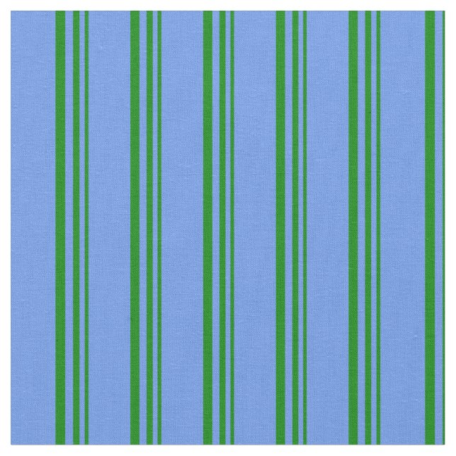 Grüne und Cornflower Blau farbige Linien Stoff (Nahaufnahme)