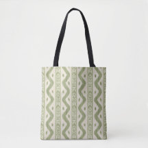 Grüne und cremefarbene Ikat-Tasche, gewebter Strei