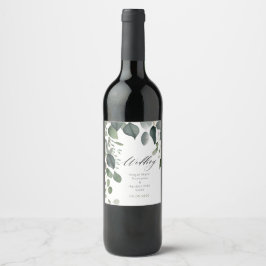 Grüne und Eukalyptus Wedding Weinetikett