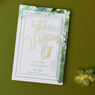 Grüne und florale botanische Hochzeitseinladungen Folieneinladung