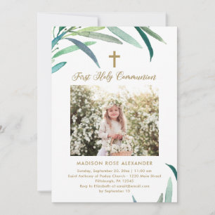 Grüne und Foto Erste Kommunion Einladung
