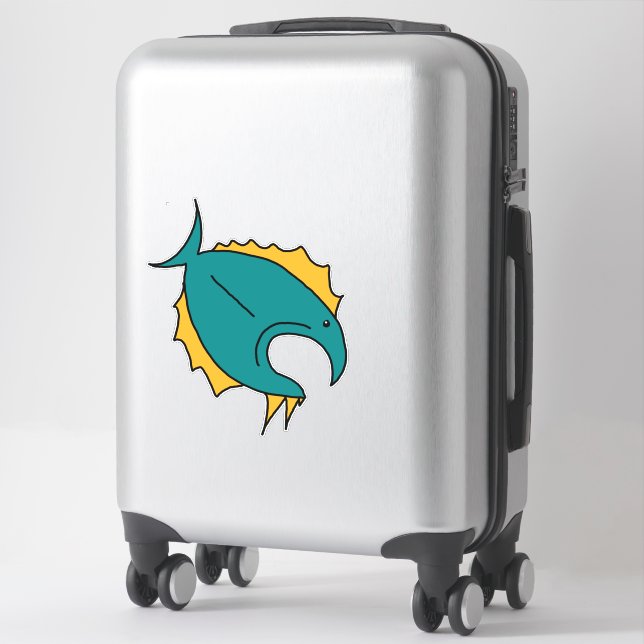 Grüne und gelbe Fische Aufkleber (Koffer)