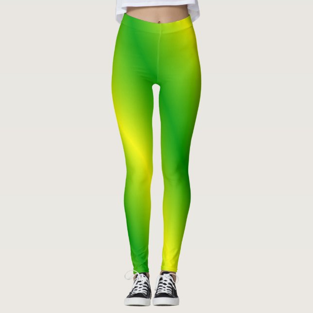 Grüne und gelbe gestreifte Leggings (Vorderseite)
