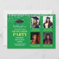 Grüne und gelbe Graduierungsparty mit mehreren Fot