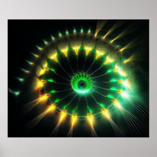 Grüne und gelbe Jet-Windrad-Fraktal Poster
