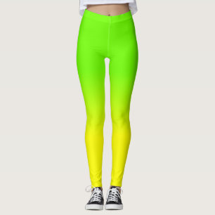 Grüne und gelbe Ombré Schatten-Neonneonfarbe Leggings