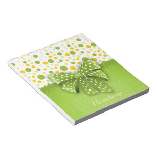 Grüne und gelbe Polka-Punkte, grüne Frühlingsband Notizblock