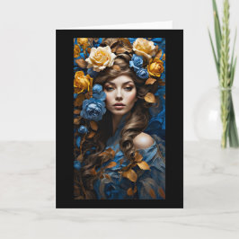 Grüne und gelbe Rose Naturgöttin Gruß gepflegt Dankeskarte