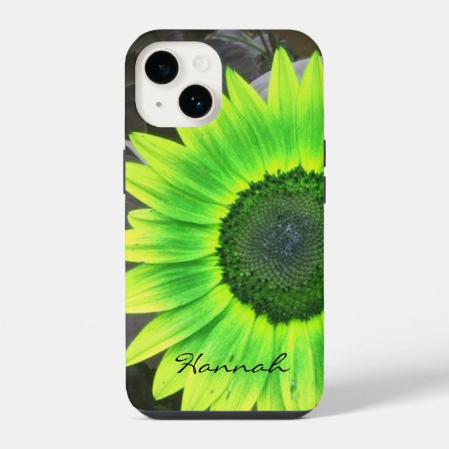 Grüne und gelbe Sonnenblumen iPhone Hülle (Rückseite)