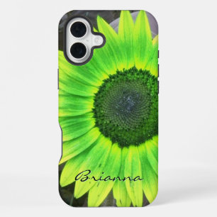 Grüne und gelbe Sonnenblumen *personalisieren* iPhone 16 Plus Hülle