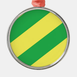 Grüne und gelbe Streifen Ornament Aus Metall