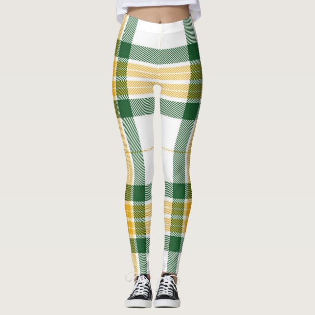 Grüne und gelbe Tartan-Leggings Leggings (Vorderseite)